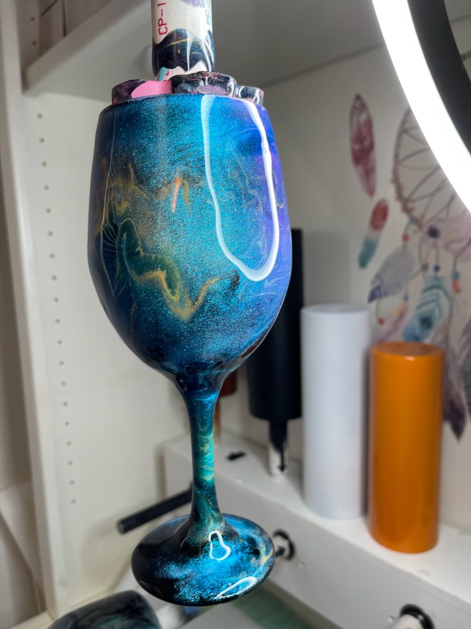 2 Large Resin Wine Glasses - Tidal Teal – Kay Hova Art